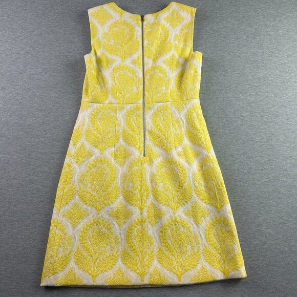 DIANE von FURSTENBERG Sz 4 'Carpreena' Lemon Yellow Floral Stamp Mini Dress - Picture 5 of 7
